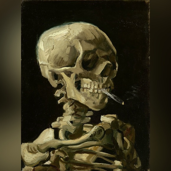 Van Gogh’s “Skull of a Skeleton with Burning Cigarette” in Mini Cross Stitch Art - Picture 4 of 4